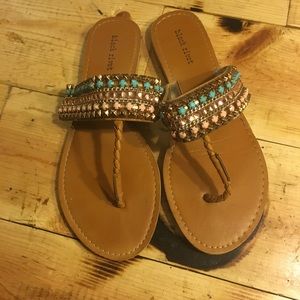 Sequined high quality leather sandals